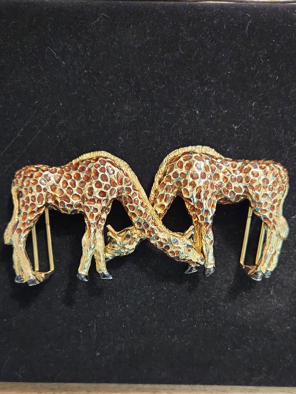 Vintage Mimi Di N Gold-Tone Enamel Giraffe Belt Buckle